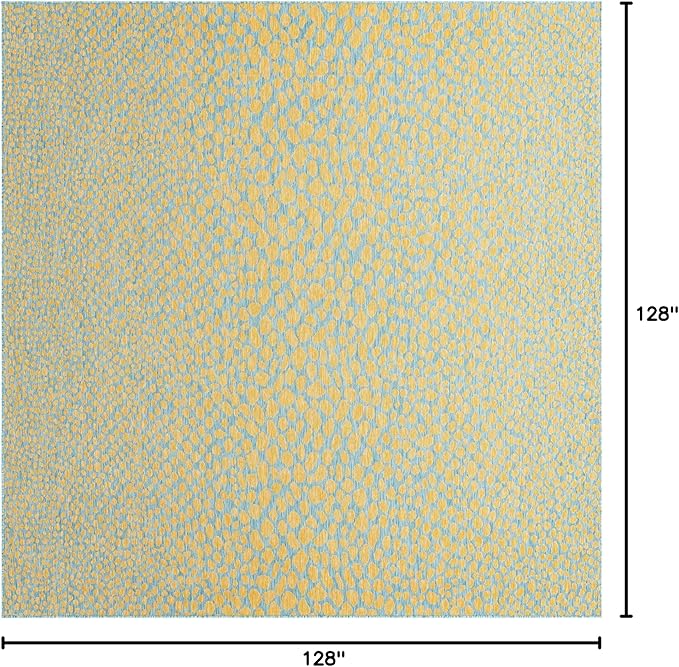 Unique Loom Jill Zarin Jill Zarin Outdoor Collection Area Rug - Cape Town (10' 8" Square, Yellow and Aqua/Light Blue)