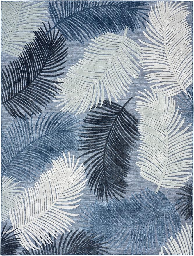 Nourison Home Suncoast Denim 9' x 12' Area Rug - Easy Clean, Non Shedding, Bed Room, Living Room, Dining Room, Kitchen (9' x 12')