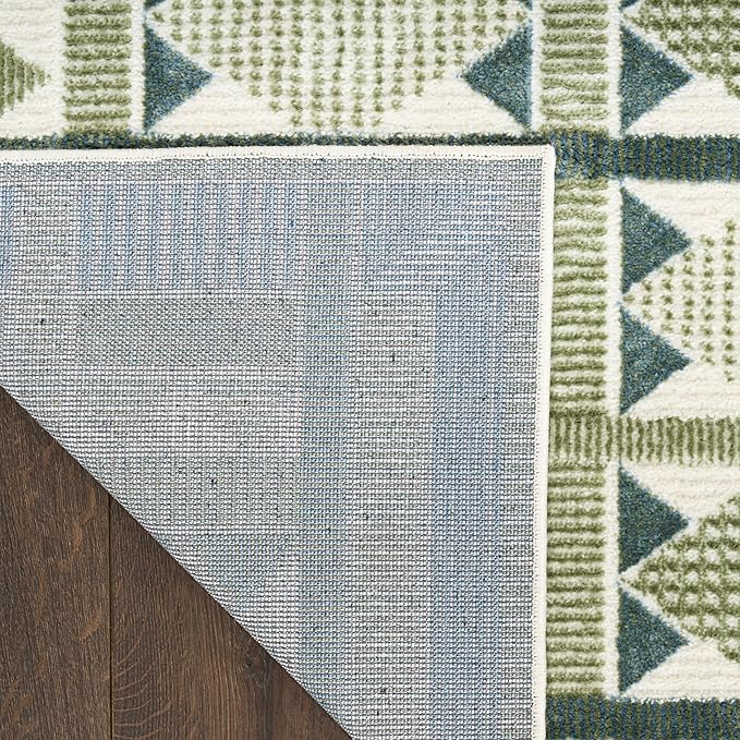 Nourison Home Nordic Green Blue 4' x 6' Area Rug - Easy Clean, Non Shedding, Bed Room, Living Room, Dining Room, Kitchen (4' x 6')