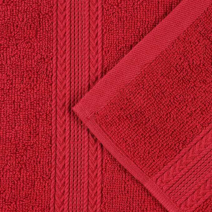 Superior Eco-Friendly Cotton 4-Piece Bath Towel Set, Large Towels for Bath, Shower, Pool, Master and Guest Bathroom, Home Essentials, Quick Drying, Soft Body Towels for Adults and Kids, Cranberry