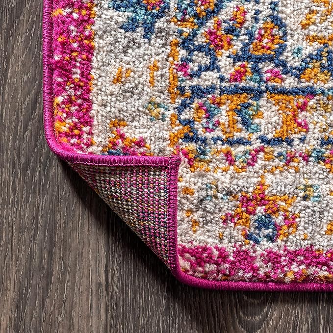 JONATHAN Y Boho Vintage Pink/Cream Indoor Area Rug, 3x5, Bohemian Flair Medallion, Chic, Floral, High Traffic for Living Room, Bedroom, Kitchen, Pet Friendly, Non-Shedding (BMF104A-3)
