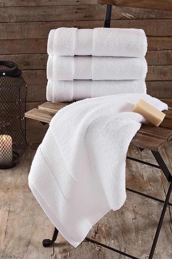 BAGNO MILANO Turkish Towels, Ultra Soft, Plush Luxury Turkih Cotton Bath Towels, Quick Dry Towel Set Made in Turkey (White, 6 Pcs Towel Set)