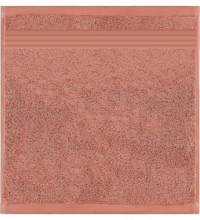 American Veteran Towel, 100% Cotton Turkish Washcloths for Bathroom Essentials 4 Pack, Soft Absorbent Wash Cloths Quick Drying Small Towels Washrags, Coral