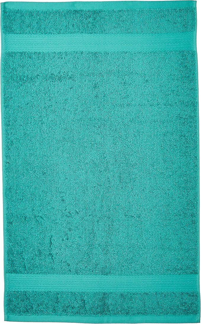 Amazon Basics 6 Piece hand towels for bathroom, Fade Resistant 100% Cotton Hand Towels, soft absorbent bathroom hand towels 6 - Pack (26''x16''), Teal