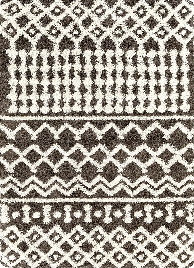 Livabliss Hapsburg Moroccan Shag Area Rug,7'10" x 10'3",Dark Brown