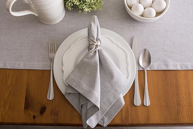 DII Chambray Kitchen, Tabletop Collection, Gray, 14x108 Table Runner