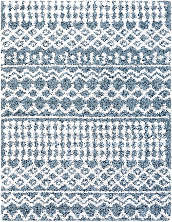 Livabliss Hapsburg Moroccan Shag Area Rug, 7'10" x 10'2", Denim