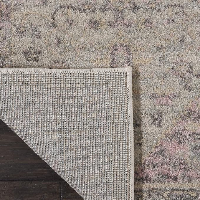 Nourison Home Tranquil Traditional Ivory/Pink 2'3" x 7'3" Area -Rug, Easy Clean, Non Shedding, Bed Room, Living Room, Dining Room, Kitchen (2x7)