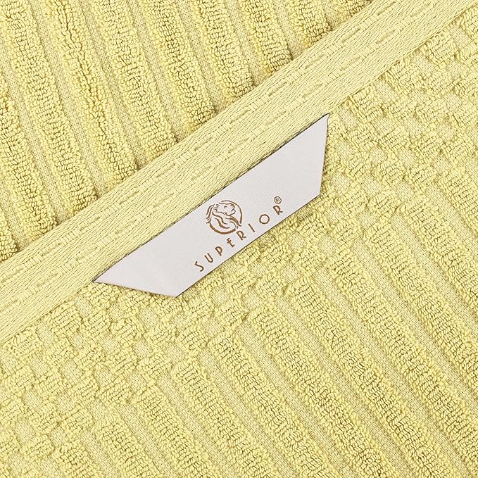 Cotton 2-Piece Solid and Ribbed Bath Towel Set, Bath Towels- 27" x 54", Golden Mist by Superior