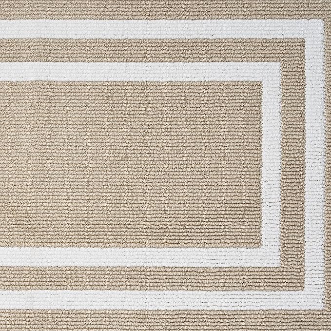 Nautica – Runner Rug | Indoor Runners for Hallways and Entry Rugs| Non-Slip and Non-Skid Entry and Kitchen Door Mat| Machine Washable Entryway Carpet Rugs | 2'2" x 3'9" | Double Border Beige