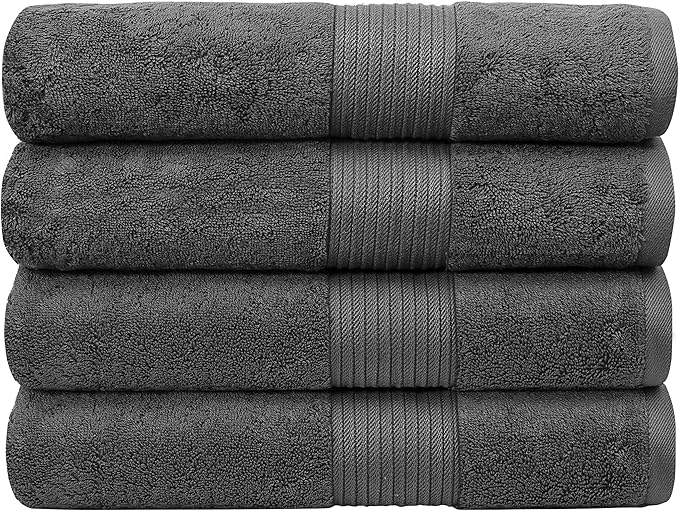 Luxury Oversized Bath Towels | Hotel Quality | Soft & Highly Absorbent |Quick Dry | 650 GSM Bath Sheets| Combed Cotton | Thick & FluffyBathroom Towels | Dark Grey - 4 Pack