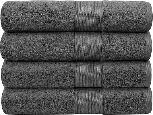 Luxury Oversized Bath Towels | Hotel Quality | Soft & Highly Absorbent |Quick Dry | 650 GSM Bath Sheets| Combed Cotton | Thick & FluffyBathroom Towels | Dark Grey - 4 Pack