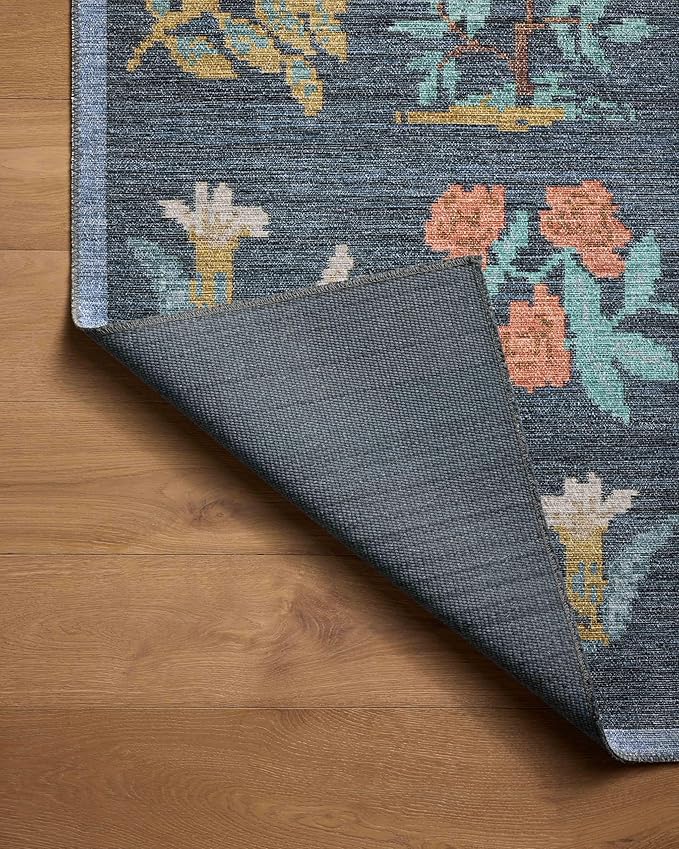 Loloi Rifle Paper Co. Rosa Collection RSA-03 Navy 2'-6" x 9'-6" Runner Rug