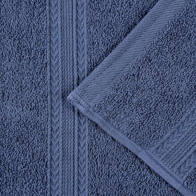 Superior Eco-Friendly Cotton 3-Piece Towel Set, Bathroom, Shower, Quick Dry Home Essentials, Lightweight, Sustainable Towels, 1 Bath, 1 Hand, 1 Face Towel, Washcloth, Highly Absorbent, Navy Blue