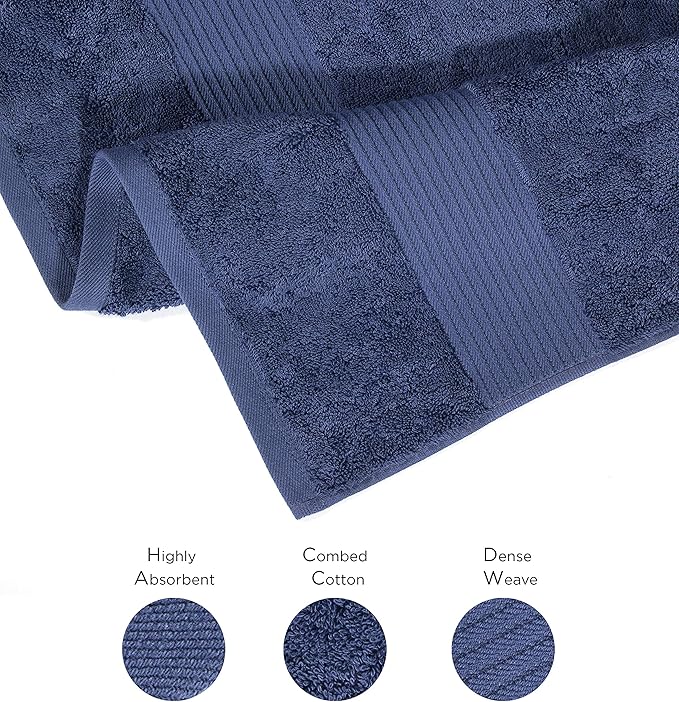 Luxury Oversized Bath Towels | Hotel Quality | Soft & Highly Absorbent |Quick Dry | 650 GSM Bath Sheets| Combed Cotton | Thick & FluffyBathroom Towels | Denim - 4 Pack