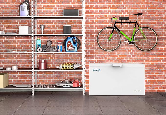 KoolMore - SCF-9C Deep Chest Freezer with Wire Basket, 10 cu. ft. Compact Food and Meat Storage, for Commercial and Home Use with ETL Certification,White