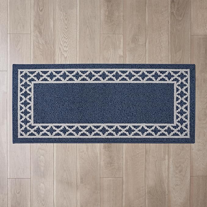 Nautica – Runner Rug | Indoor Runners for Hallways and Entry Rugs| Non-Slip and Non-Skid Entry and Kitchen Door Mat| Machine Washable Entryway Carpet Rugs | 2'2" x 5' | Trellis Denim