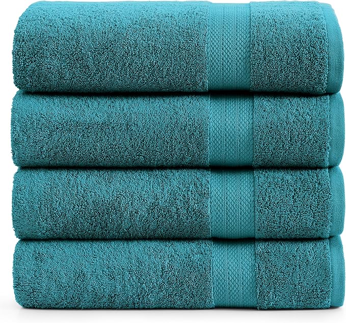 LANE LINEN 100% Luxury Cotton Bath Sheets (35"x66") - 4 Piece - Fade Resistant, Machine Washable, Soft & Highly Absorbent - Eco Friendly, Extra Large Bathroom Towels Sets - Ideal for Guests - Sea Port