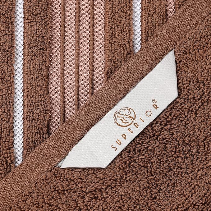 Superior Cotton 6 Piece Towel Set, 2 Bath, 2 Hand, 2 Washcloth/Face Towels, Quick Dry, Home Essentials, Shower, Spa, Luxury Plush Soft Absorbent Towels, Zero-Twist, Solid, Sadie Collection, Chocolate