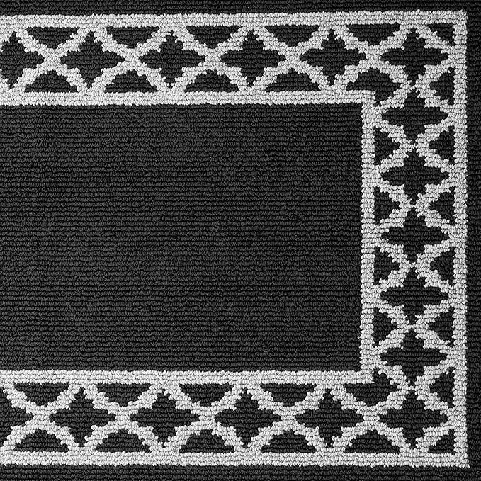 Nautica – Runner Rug | Indoor Runners for Hallways and Entry Rugs| Non-Slip and Non-Skid Entry and Kitchen Door Mat| Machine Washable Entryway Carpet Rugs |2'2" x 6'| Trellis Black