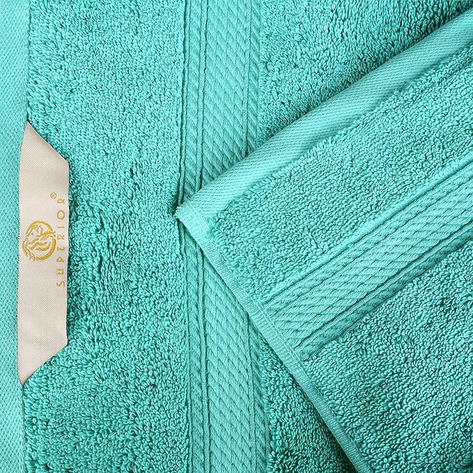 Superior Egyptian Cotton Pile Bath Towel Set of 4, Ultra Soft Luxury Towels, Thick Plush Essentials, Absorbent Heavyweight, Guest Bath, Hotel, Spa, Home Bathroom, Shower Basics, Turquoise