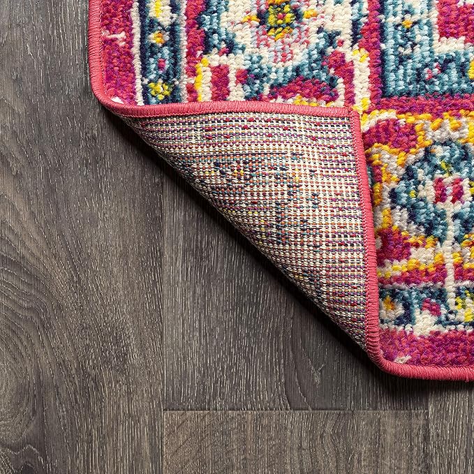 JONATHAN Y Brooklyn Geometric Medallion Red/Pink Runner Rug, 2x8, Vintage, Bohemian, Easy-Cleaning for Living Room, Bedroom, Kitchen, Pet Friendly, Non-Shedding (MDP207C-28)