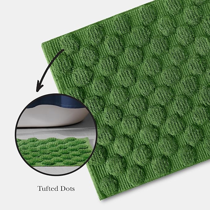 Kate Spade New York Dotted Woven Bath Rug, 17 in x 24 in, Absorbent Bath Mat, Slip Resistant, Made from 100% Cotton, Machine Washable, Green