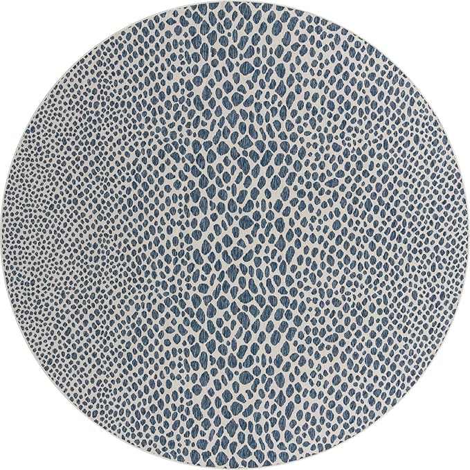 Unique Loom Outdoor Collection Area Rug - Cape Town (10' 8" Round, Blue/ Olive)