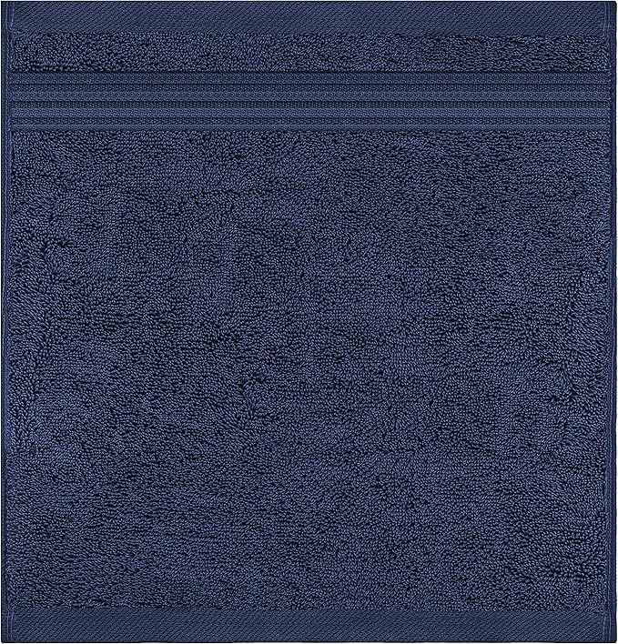 American Veteran Towel, 100% Cotton Turkish Washcloths for Bathroom Essentials 4 Pack, Soft Absorbent Wash Cloths Quick Drying Small Towels Washrags, Navy Blue