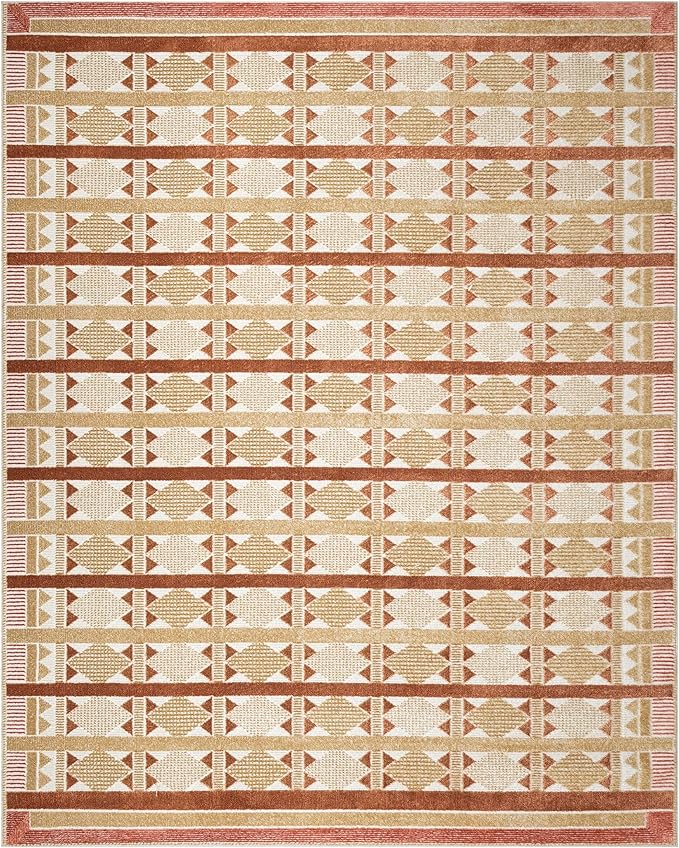 Nourison Home Nordic Rust 8' x 10' Area Rug - Easy Clean, Non Shedding, Bed Room, Living Room, Dining Room, Kitchen (8' x 10')