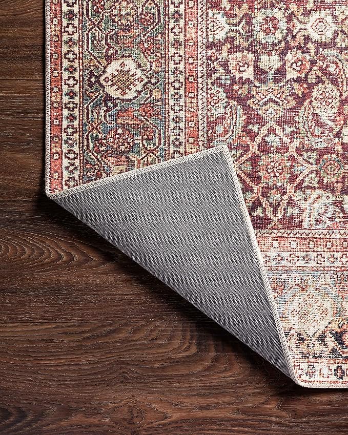 Loloi Layla Collection LAY-11 Cinnamon/Sage 2'-6" x 7'-6" .13" Thick Runner Rug, Soft, Durable, Vintage Inspired, Distressed, Low Pile, Non-Shedding, Easy Clean, Printed, Living Room Rug