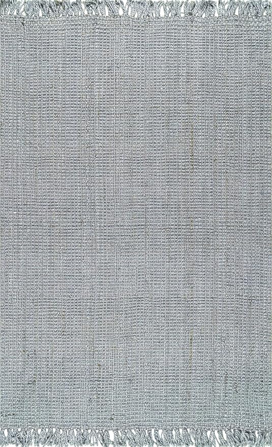 Nuloom Daniela Grey, 6' x 9', Handmade, Jute, Tassel, Soft and Textured, High Traffic, Stain Resistant, Easy Clean, Durable Area Rug for Bedroom, Living Room, Dining Space, Foyer, Entryway