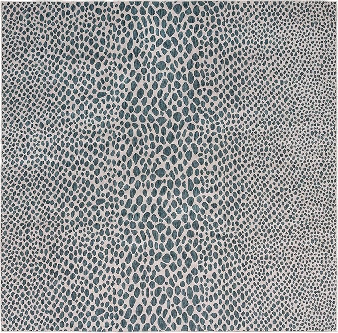 Unique Loom Jill Zarin Outdoor Collection Area Rug - Cape Town (13' Square, Teal/ Ivory)