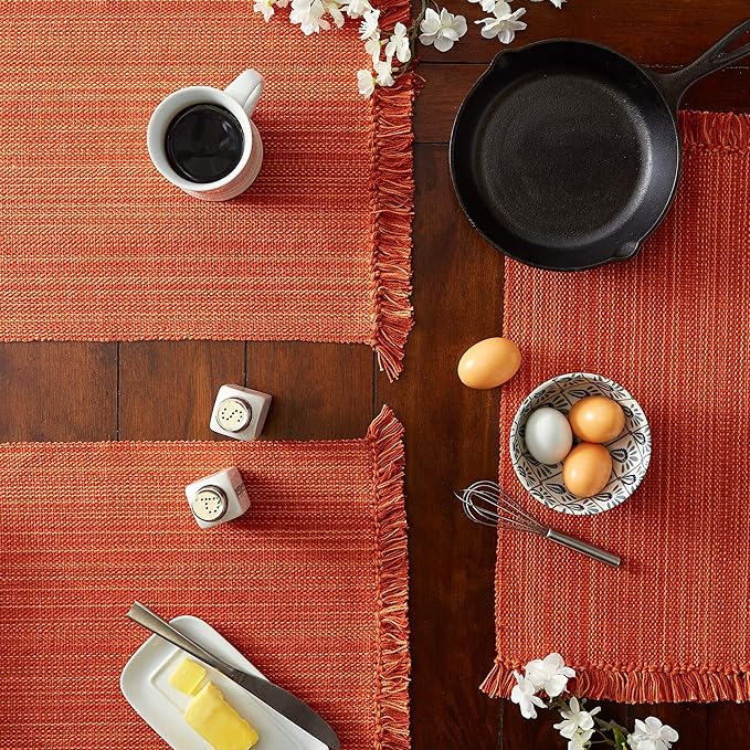 DII Variegated Tabletop Collection, Placemat Set 13x19, Spice, 6 Piece