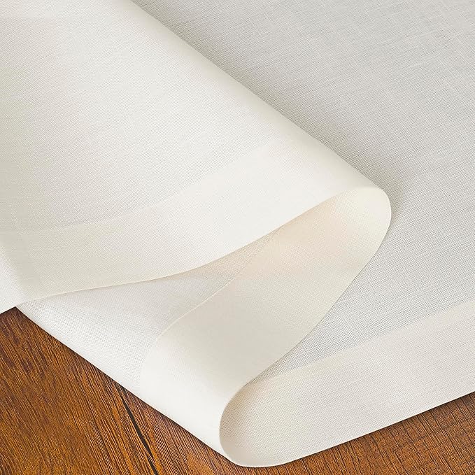 D'Moksha Homes Linen Ivory Table Runner 108 Inches Long - 100% Pure Linen Dining Table Runner 14 x 108 Inch for Winter, Holiday, New Year - Machine Washable