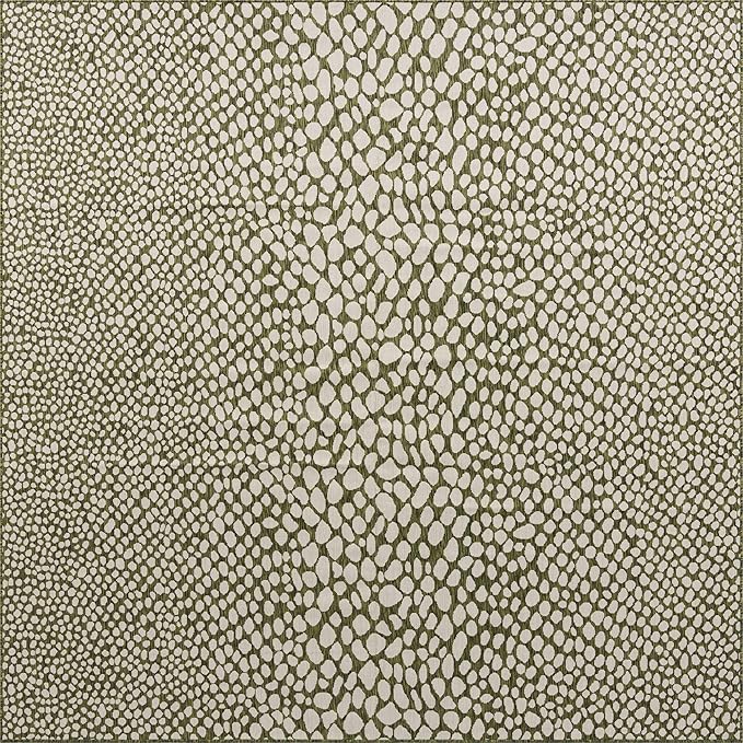 Unique Loom Jill Zarin Outdoor Collection Area Rug - Cape Town (10' 8'' Square, Green/ Ivory)
