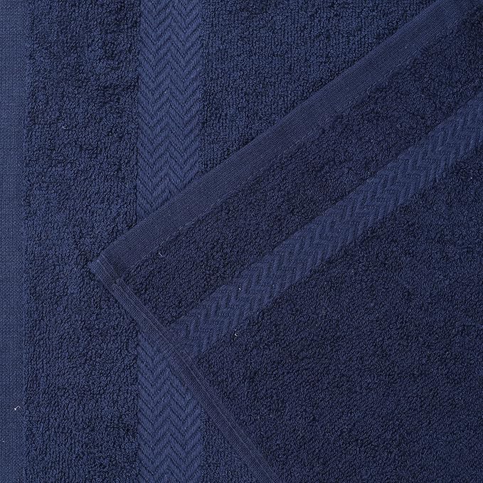 Superior 4-Piece Cotton Bath Towel Set, Towels for Adults, Kids, Fast Drying Body Towels, Shower, Bath, Pool, Guest/Master Bathroom Essentials, Dorm, Home, Apartment, Franklin Collection, Blue