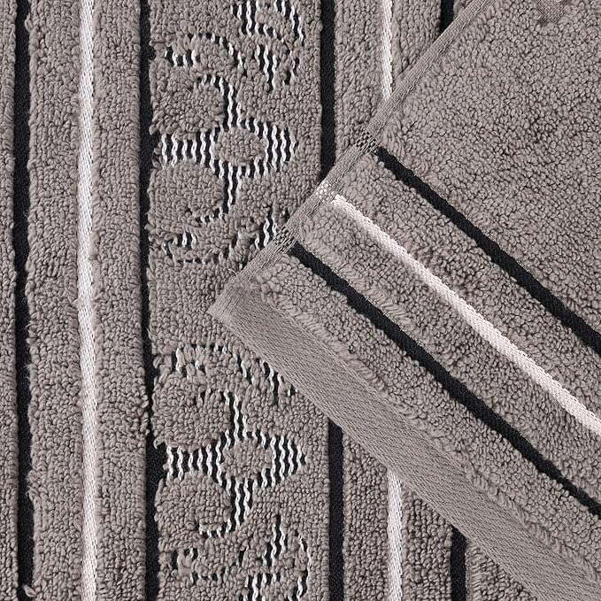 Superior Cotton Face Towel/Washcloth Set, Small Facial Towels, Spa, Hotel, Guest, Home, Bathroom Basics, Plush Soft Absorbent, Luxury Quick Drying, Zero Twist, Assorted Design, Set of 12, Charcoal