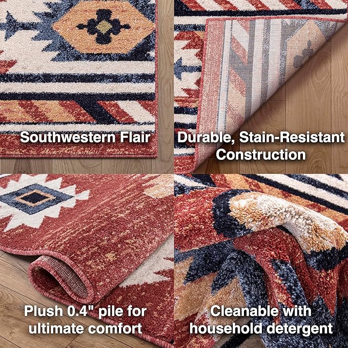 Well Woven Tulsa Lea Crimson Traditional Southwestern Tribal 7'10" x 9'10" Area Rug