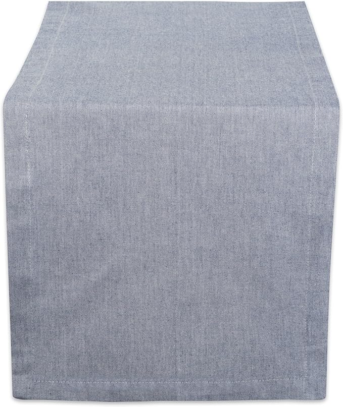 DII Chambray Kitchen, Tabletop Collection, Blue, 14x108 Table Runner
