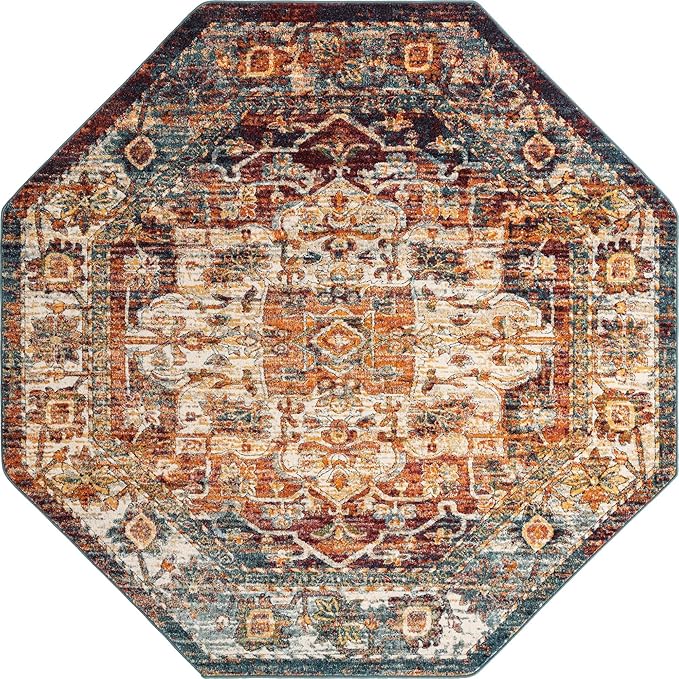 Unique Loom Isabella Collection Area Rug - Adjani (7' 10" Octagon, Multi/ Beige)
