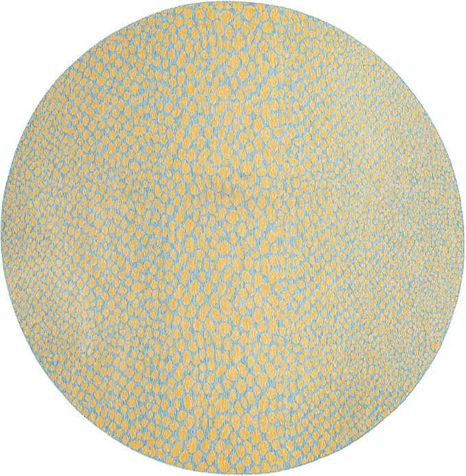 Unique Loom Jill Zarin Jill Zarin Outdoor Collection Area Rug - Cape Town (13' Round, Yellow and Aqua/Light Blue)
