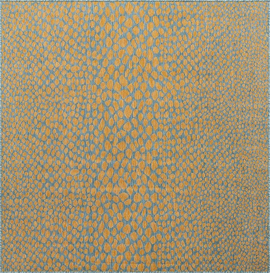 Unique Loom Jill Zarin Outdoor Collection Area Rug - Cape Town (7' 10'' Square, Yellow and Aqua/ Light Blue)