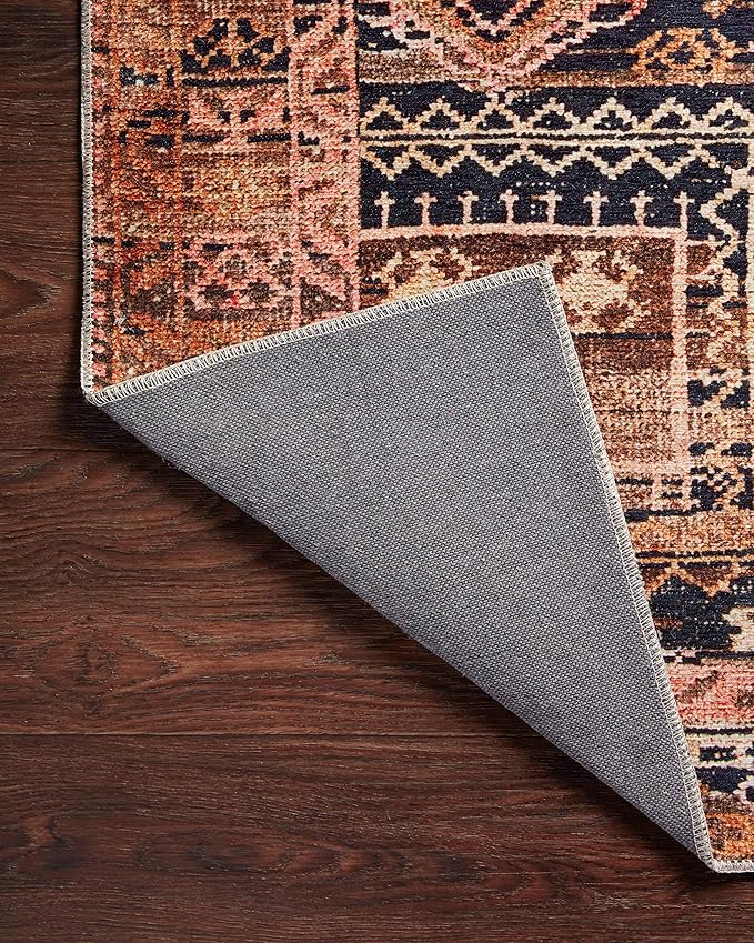 Loloi Layla Collection LAY-14 Mocha/Blush 7'-6" x 9'-6" .13" Thick Area Rug, Soft, Durable, Vintage Inspired, Distressed, Low Pile, Non-Shedding, Easy Clean, Printed, Living Room Rug