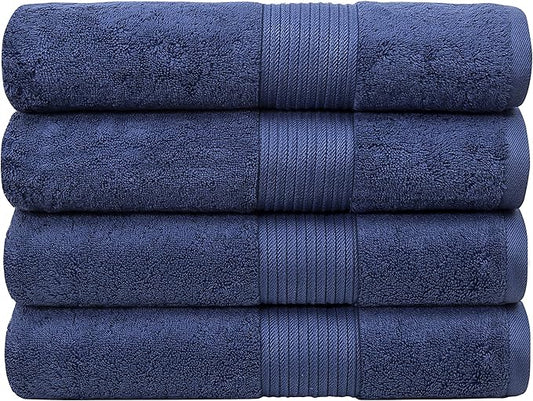 Luxury Oversized Bath Towels | Hotel Quality | Soft & Highly Absorbent |Quick Dry | 650 GSM Bath Sheets| Combed Cotton | Thick & FluffyBathroom Towels | Denim - 4 Pack