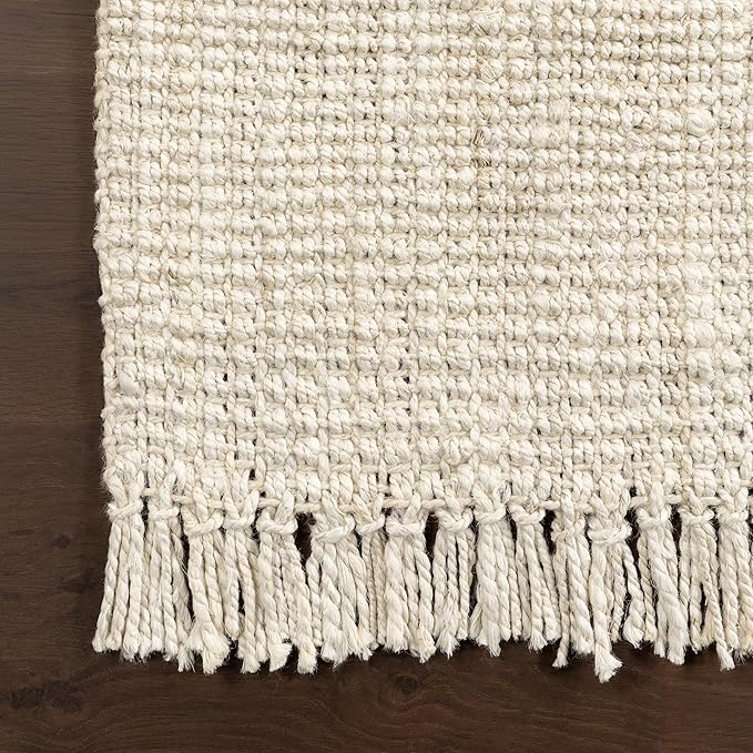 Nuloom Daniela Off-White, 2'6" x 10', Handmade, Jute, Tassel, Soft and Textured, High Traffic, Stain Resistant, Easy Clean, Durable Runner for Bedroom, Living Room, Dining Space, Foyer, Entryway