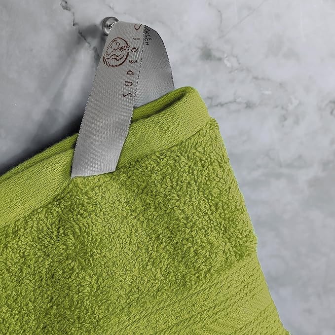 Superior 700 GSM Long Staple 100% Combed Cotton, Durable, Plush and Absorbent 6-Piece Single Ply Towel Set - Green Essence