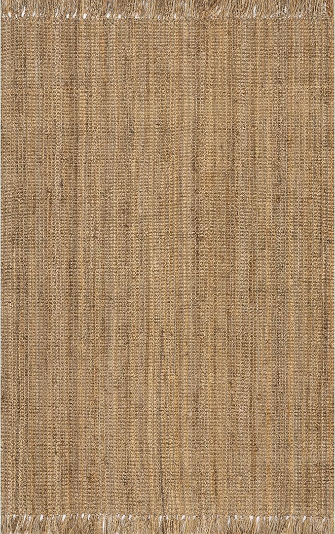 Nuloom Daniela Natural, 4' Square, Handmade, Jute, Tassel, Soft and Textured, High Traffic, Stain Resistant, Easy Clean, Durable Area Rug for Bedroom, Living Room, Dining Space, Foyer, Entryway