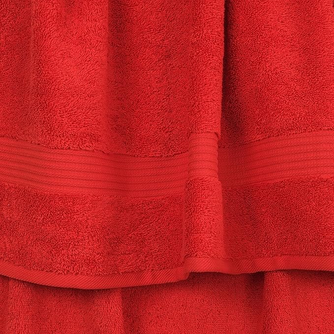 Cotton Paradise 100% Cotton Turkish Washcloth Set for Bathroom, 4 Piece Soft Absorbent Small Hand Face Towels Wash Rags, Red