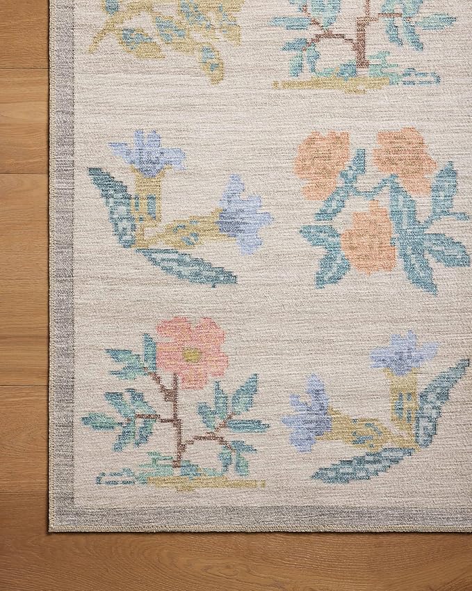 Loloi Rifle Paper Co. Rosa Collection RSA-03 Cream 3'-9" x 5'-6" Accent Rug